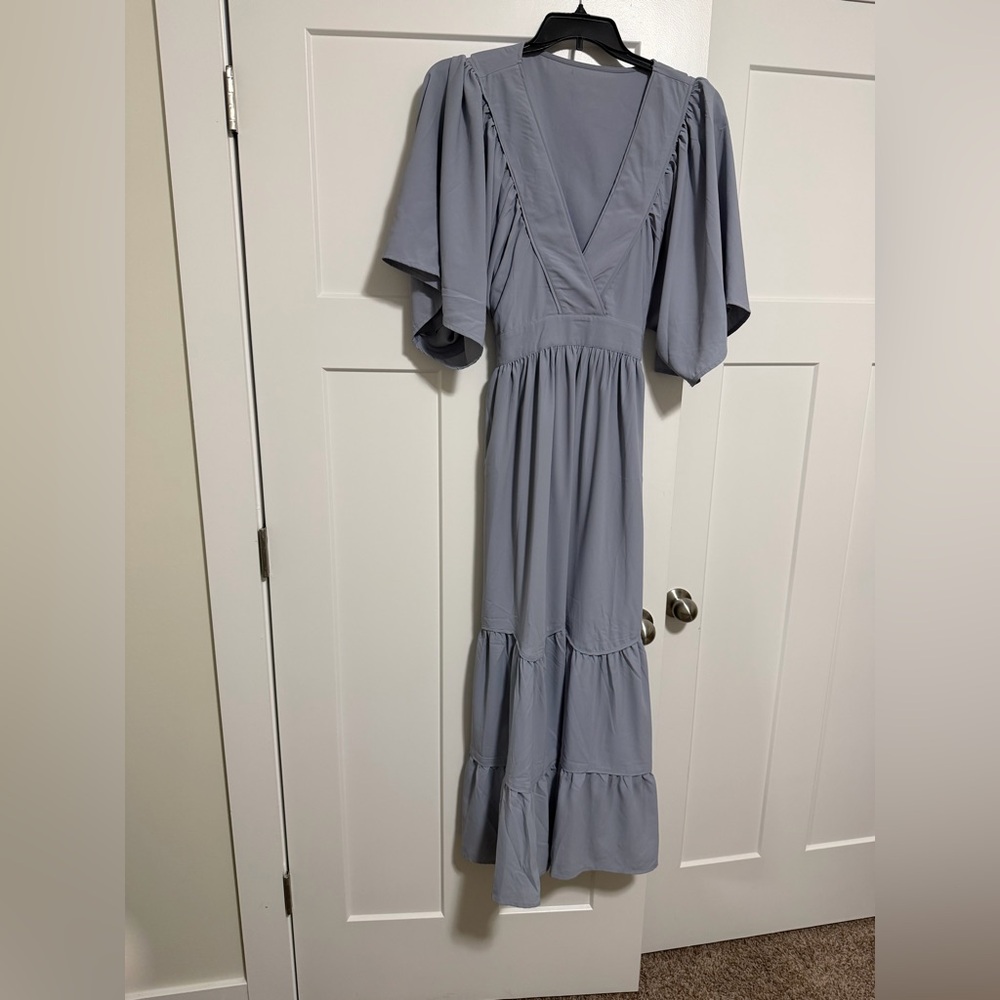 Elegant Gray/Blue Maxi Dress